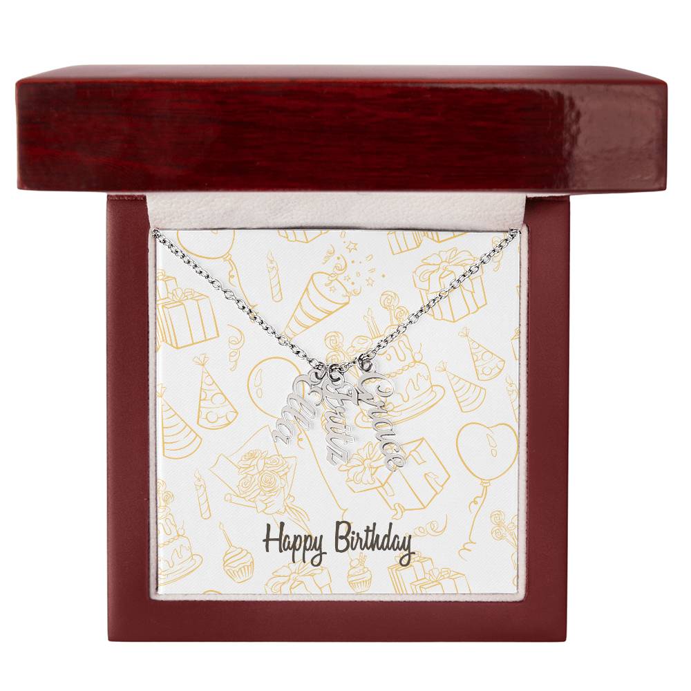 Birthday-Multi name Vertical Necklace