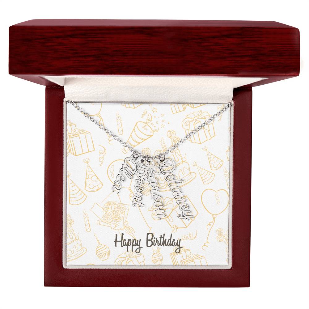 Birthday-Multi name Vertical Necklace