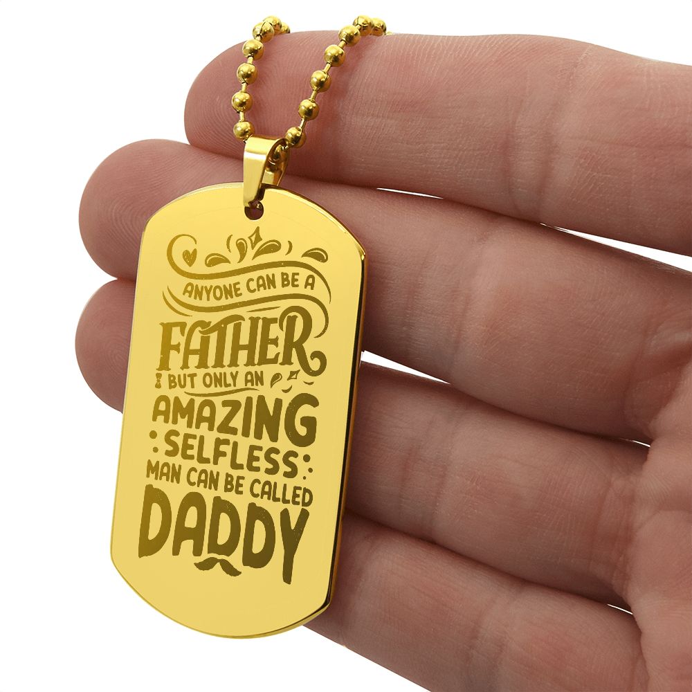 Father-Engraved Dog Tag Necklace customized engraving on the back