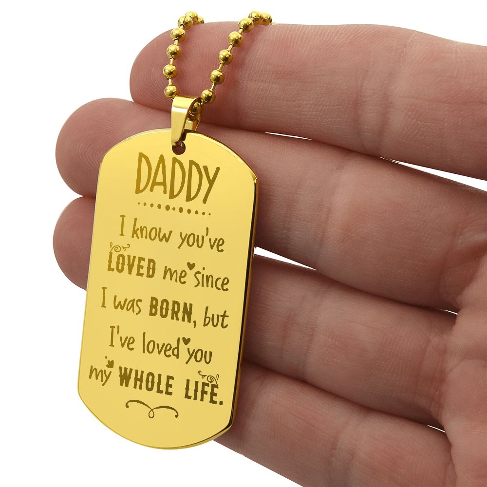 Father-Engraved Dog Tag Necklace customized on the back