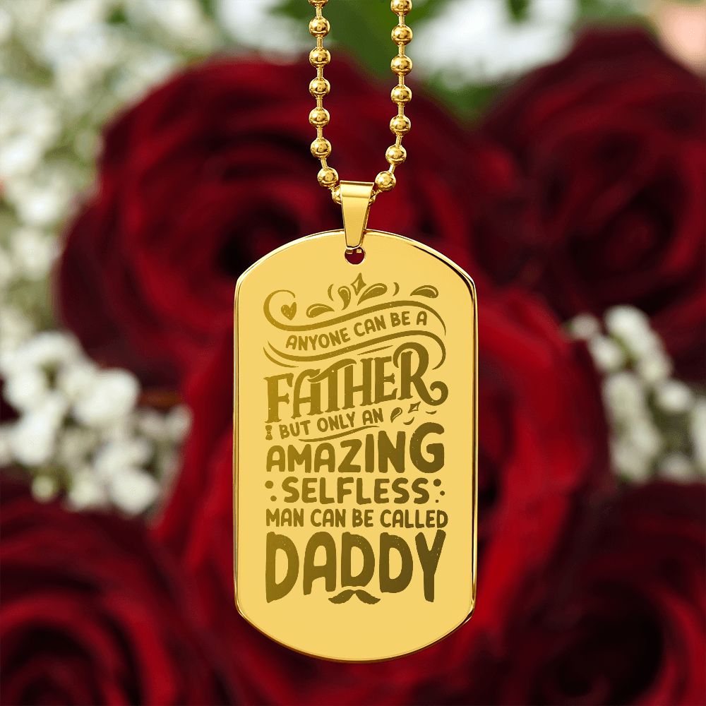 Father-Engraved Dog Tag Necklace customized engraving on the back