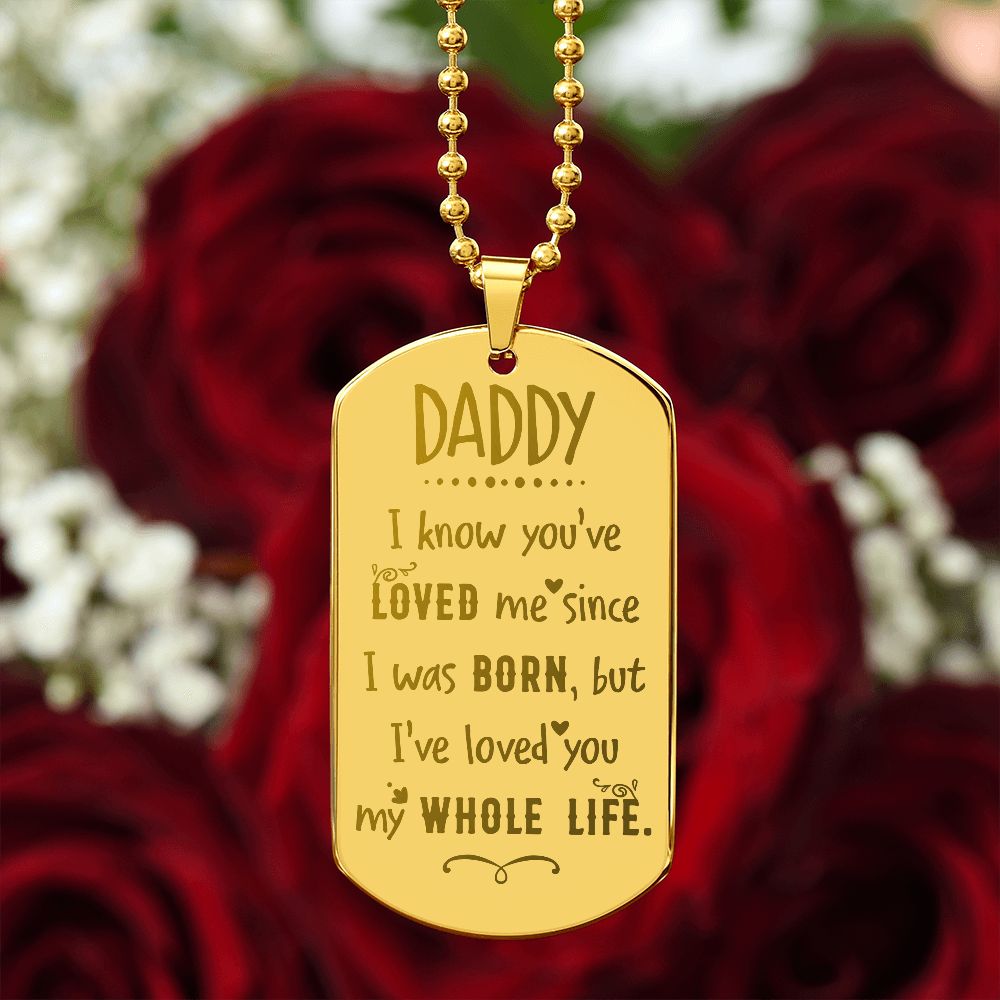 Father-Engraved Dog Tag Necklace customized on the back