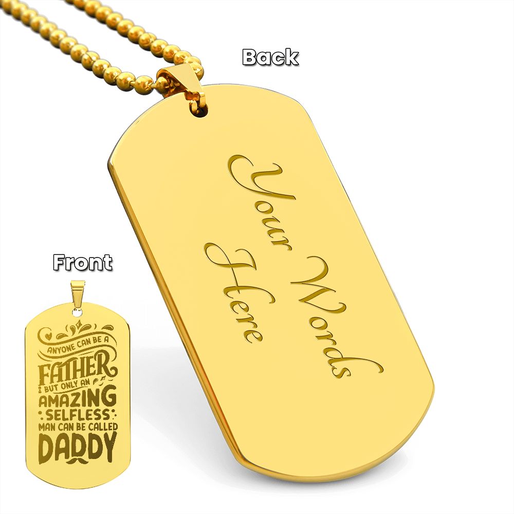 Father-Engraved Dog Tag Necklace customized engraving on the back