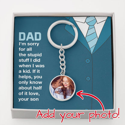 Father-Customized Photo Keychain with Message Card (from son)