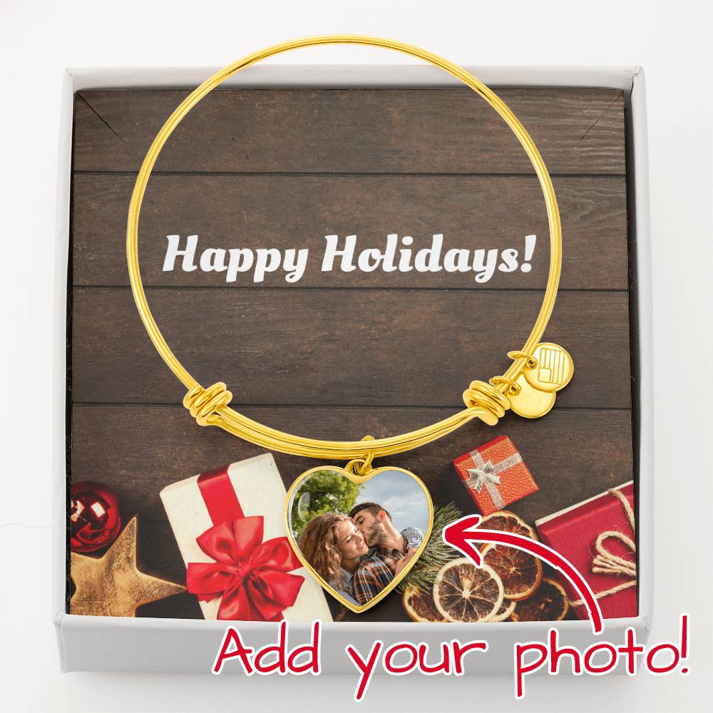 Customized Heart Bangle-Happy Holidays!