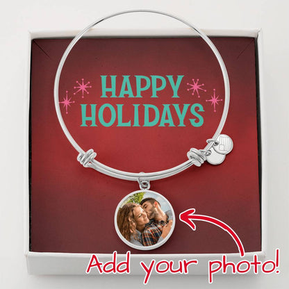 Customized Circle Bangle-Happy Holidays