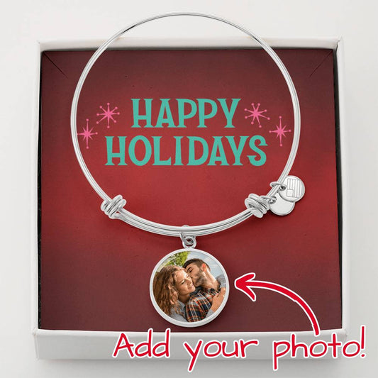 Customized Circle Bangle-Happy Holidays