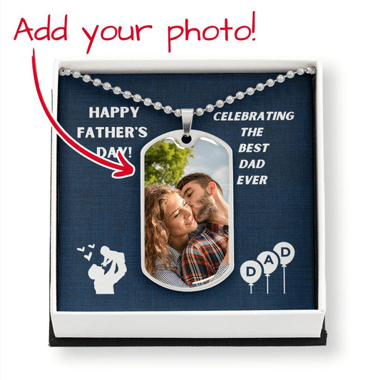 Father-Customized Dog Tag Necklace with Message Card