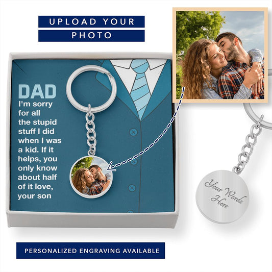 Father-Customized Photo Keychain with Message Card (from son)