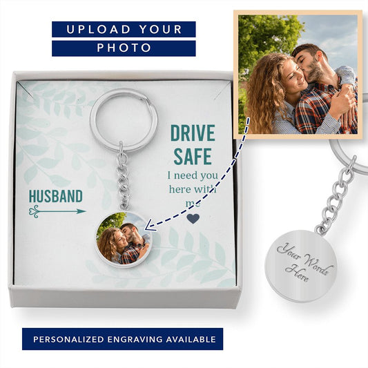 Husband-Customized Photo Keychain with Message Card