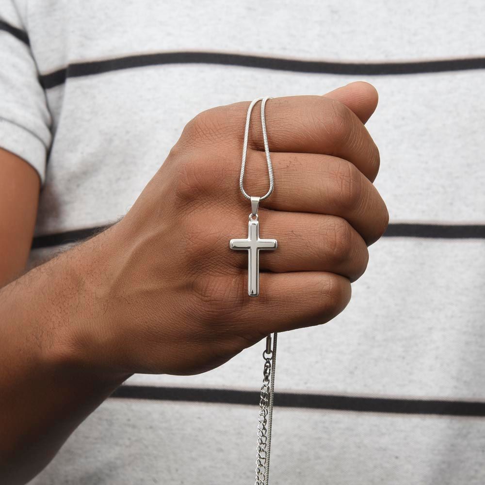 Mother-Customized Stainless Steel Cross Necklace (with Message Card)