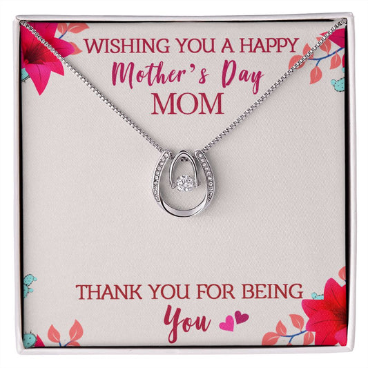 Mother-Lucky in Love Necklace with crystals and Message Card