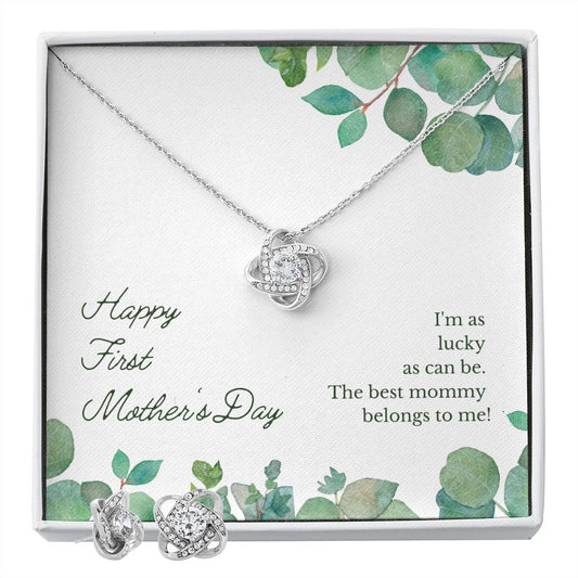 First time Mother-Love Knot Earrings & Necklace Set