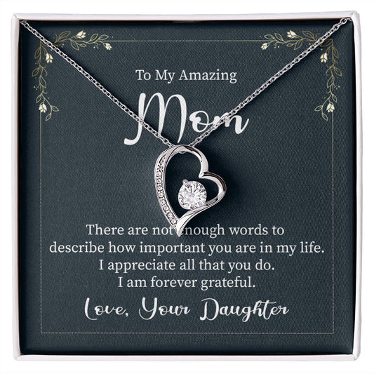 Mother-Forever Love Necklace with crystals with Message card (from Daughter)