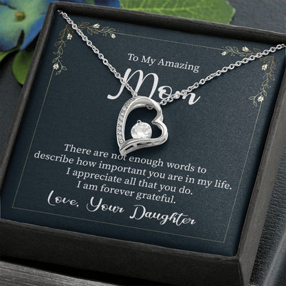 Mother-Forever Love Necklace with crystals with Message card (from Daughter)